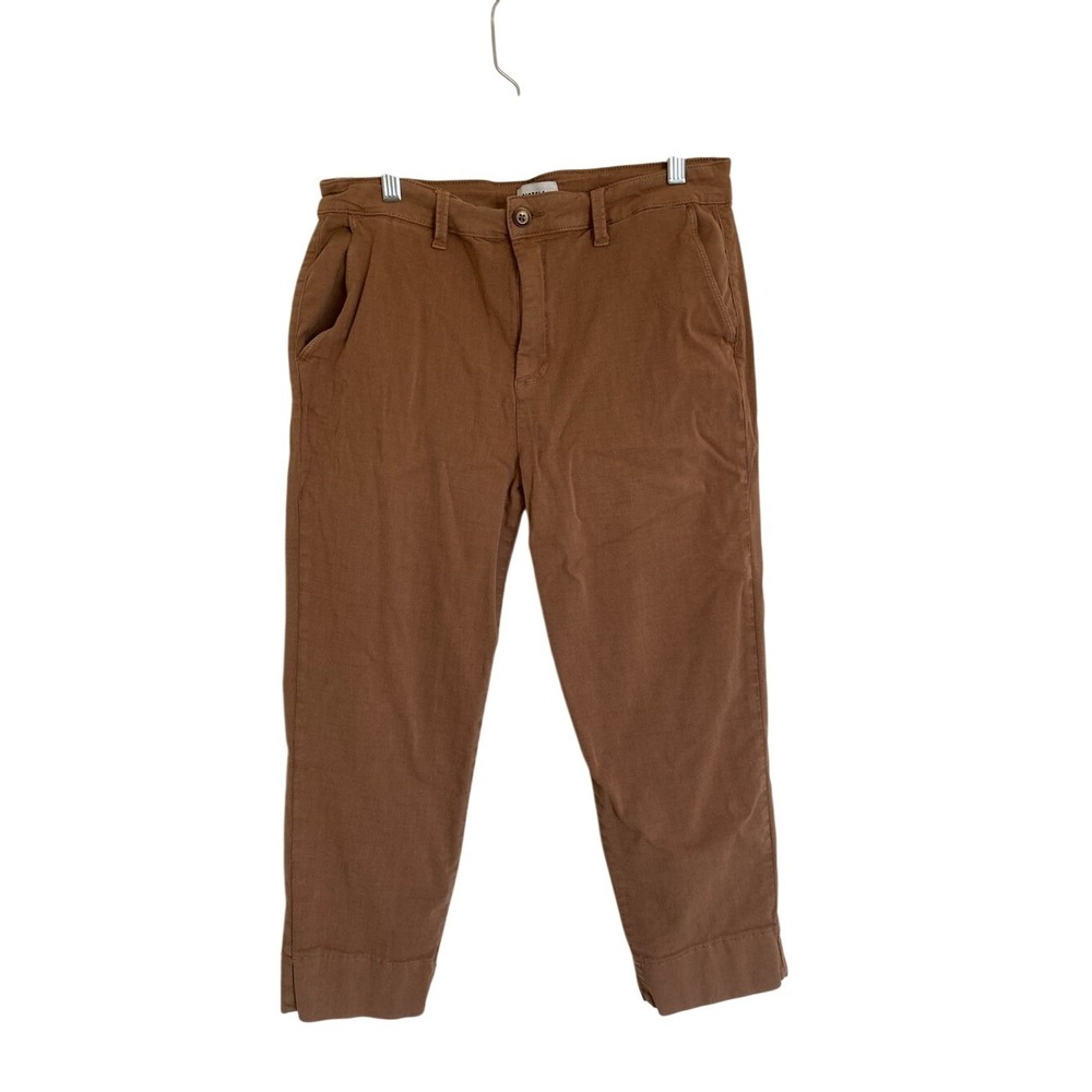 Pistola Womens High Rise Crop Pant Size 30 Brown Wide Cuff Casual‎ Stretch